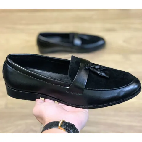 Giày Tây Đen Nam Đế Khâu Chắc Chắn Giày Âu Nam Cao Cấp Giá Tại Xưởng Giày Tây Nam Công Sở Da Mờ Phối Nhung RUNO G4
