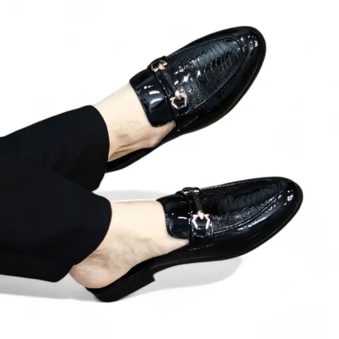 Giày Sục Nam Vân Đà Điểu Da Bóng - Sục Lười Nam Khóa Vàng Đế Đúc 3cm Chống Trượt - Giày Xục Nam Mềm Đẹp RUNO G40