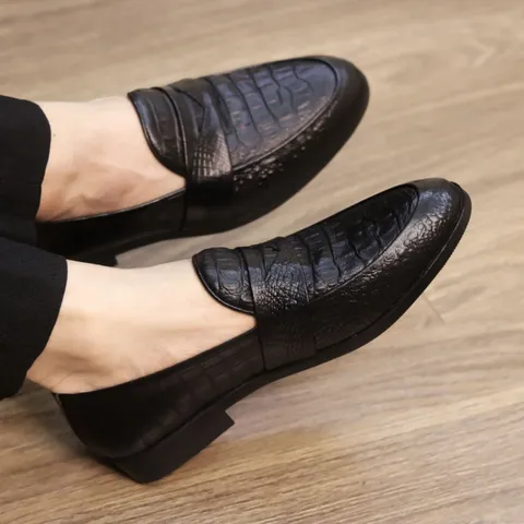 Giày Moca Nam Vân Cá Sấu Đẳng Cấp Giày Âu Nam Chụp Kỷ Yếu Lịch Lãm Công Sở Không Dây Đế Khâu Chắc Chắn Bền Đẹp RUNO G21
