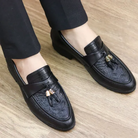 Giày Xục Nam Cao Cấp Có Chuông - Giày Sục Nam Đế Cao Chống Trượt Siêu Mềm - Sục Lười Nam Mẫu Vân Cá Sấu Đẹp RUNO G39