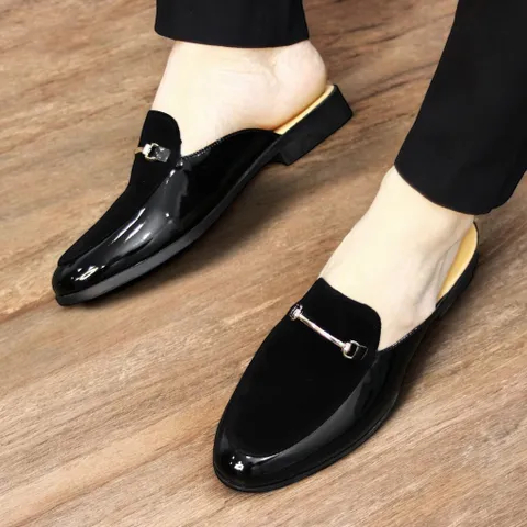 Giày Sục Nam Đế Cao - Giày Xục Nam Da PU Cao Cấp Phối Nỉ Nhung - Sục Lười Nam Dễ Xỏ Chân Khóa Mạ Vàng Chống Gỉ RUNO G5