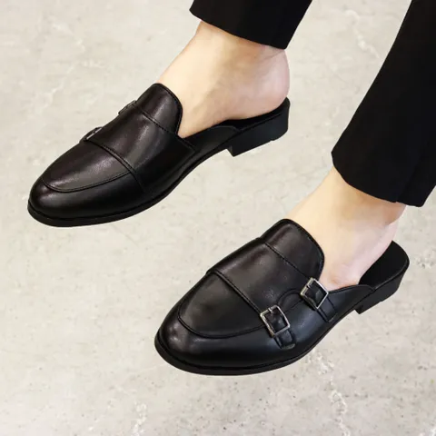 Giày Sục Nam Monkstrap Khóa Cài - Sục Da PU Cao Cấp Đế Đúc 3cm Chống Trượt - Giày Xục Nam Mềm Mại Đẹp RUNO G36