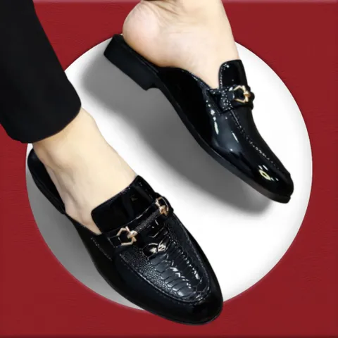 Giày Sục Đế Cao Nam Vân Đà Điểu - Sục Da Nam Cao Cấp Da Bóng - Giày Xục Nam Mềm Mại Đế Đúc Khóa Vàng Bền RUNO G40
