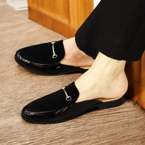 Giày Sục Nam Đế Cao - Giày Xục Nam Da PU Cao Cấp Phối Nỉ Nhung - Sục Lười Nam Dễ Xỏ Chân Khóa Mạ Vàng Chống Gỉ RUNO G5