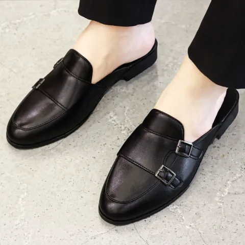 Giày Sục Nam Monkstrap Khóa Cài - Sục Da PU Cao Cấp Đế Đúc 3cm Chống Trượt - Giày Xục Nam Mềm Mại Đẹp RUNO G36