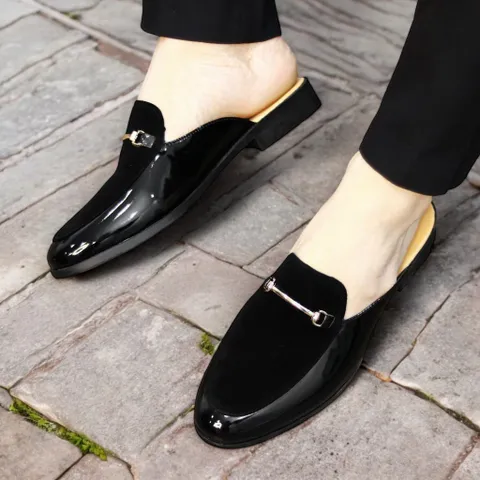 Giày Sục Nam Đế Cao - Giày Xục Nam Da PU Cao Cấp Phối Nỉ Nhung - Sục Lười Nam Dễ Xỏ Chân Khóa Mạ Vàng Chống Gỉ RUNO G5