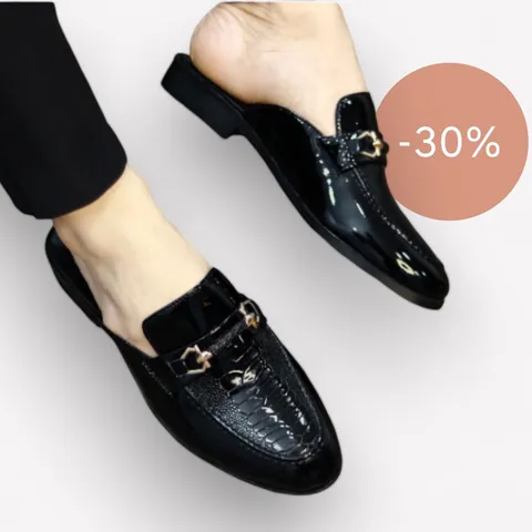 Giày Sục Đế Cao Nam Vân Đà Điểu - Sục Da Nam Cao Cấp Da Bóng - Giày Xục Nam Mềm Mại Đế Đúc Khóa Vàng Bền RUNO G40