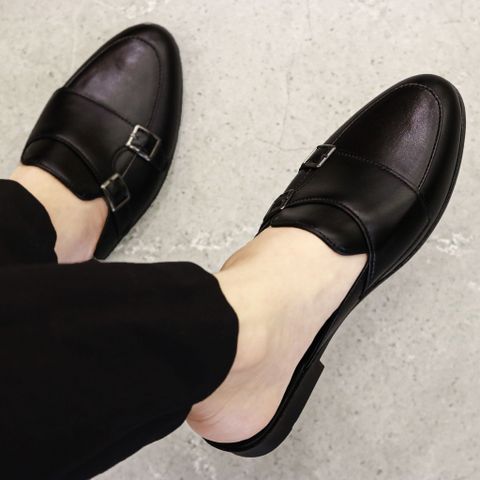 Giày Sục Nam MonkStrap Cao Cấp - Giày Da Hè Thoáng Khí Trẻ Trung, Thiết Kế 2 Khóa, Đế Cao Su RUNO G36
