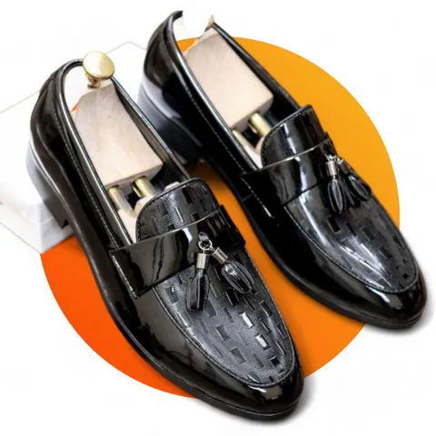 Giày Tây Nam Loafer Da Bóng Phối Chuông Đẹp Giày Âu Nam Chụp Kỷ Yếu Lịch Lãm Công Sở Đế Mềm Khâu Chắc Chắn Bền RUNO G26