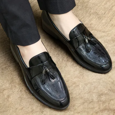 Giày Tây Nam Loafer Da Bóng Phối Chuông Đẹp Giày Âu Nam Chụp Kỷ Yếu Lịch Lãm Công Sở Đế Mềm Khâu Chắc Chắn Bền RUNO G26