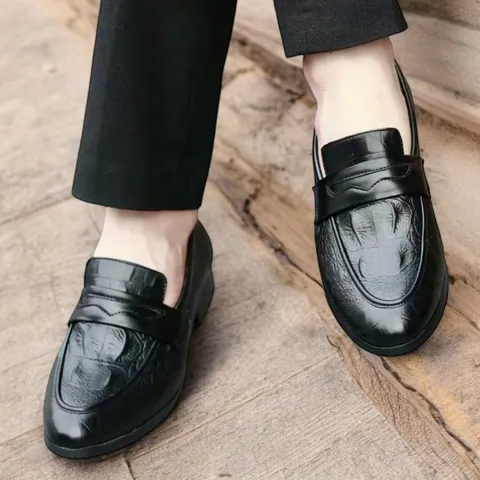 Giày Loafer Nam Dập Vân Cá Sấu Sang Trọng Giày Âu Nam Không Dây Lịch Lãm Giày Tây Nam Công Sở Đế Khâu Chắc RUNO G10