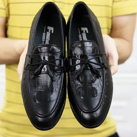 Giày Nam Đẹp Giá Tại Xưởng Vân Cá Sấu Giày Âu Nam Tassel Lịch Lãm Giày Tây Nam Công Sở Đế Khâu RUNO G13