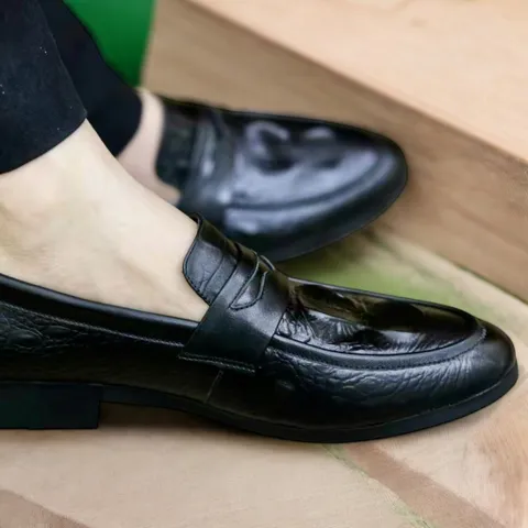 Giày Loafer Nam Dập Vân Cá Sấu Sang Trọng Giày Âu Nam Không Dây Lịch Lãm Giày Tây Nam Công Sở Đế Khâu Chắc RUNO G10