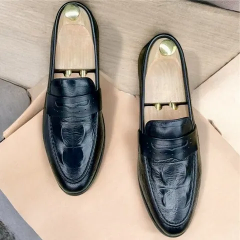 Giày Loafer Nam Dập Vân Cá Sấu Sang Trọng Giày Âu Nam Không Dây Lịch Lãm Giày Tây Nam Công Sở Đế Khâu Chắc RUNO G10