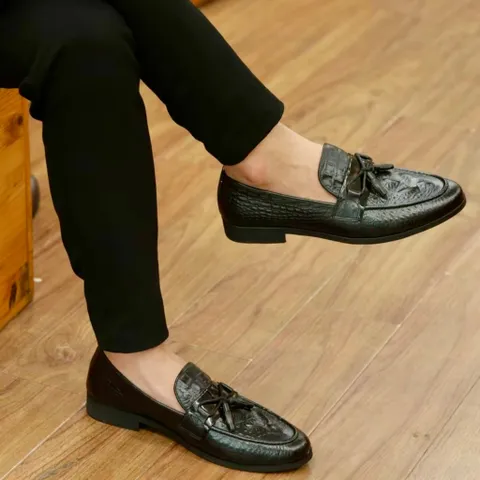 Giày Nam Đẹp Giá Tại Xưởng Vân Cá Sấu Giày Âu Nam Tassel Lịch Lãm Giày Tây Nam Công Sở Đế Khâu RUNO G13