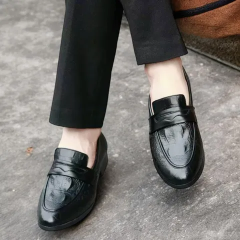 Giày Đế Cao Nam 3cm Vân Cá Sấu Mạnh Mẽ Giày Âu Nam Không Dây Lịch Lãm Giày Tây Nam Công Sở Đế Khâu Bền Đẹp RUNO G10