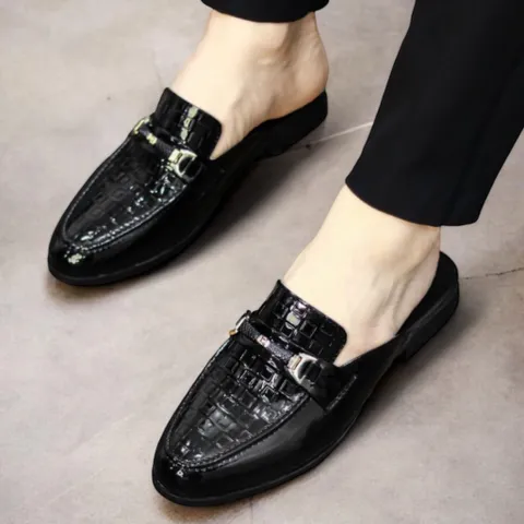 Giày Xục Nam Cao Cấp Mẫu Caro - Giày Sục Nam Đế Cao 3cm Chống Trượt Siêu Mềm - Sục Lười Nam Da PU Mẫu Đẹp RUNO G16