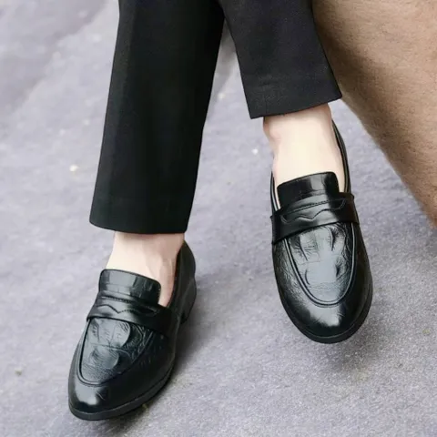 Giày Loafer Nam Dập Vân Cá Sấu Sang Trọng Giày Âu Nam Không Dây Lịch Lãm Giày Tây Nam Công Sở Đế Khâu Chắc RUNO G10