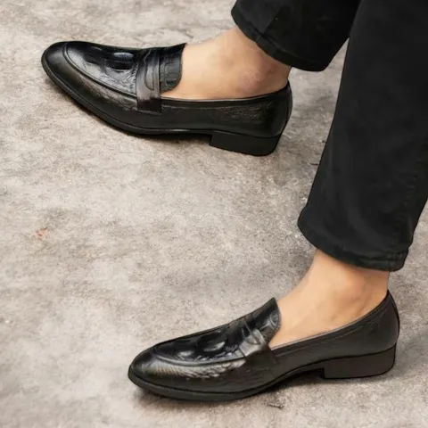 Giày Đế Cao Nam 3cm Vân Cá Sấu Mạnh Mẽ Giày Âu Nam Không Dây Lịch Lãm Giày Tây Nam Công Sở Đế Khâu Bền Đẹp RUNO G10