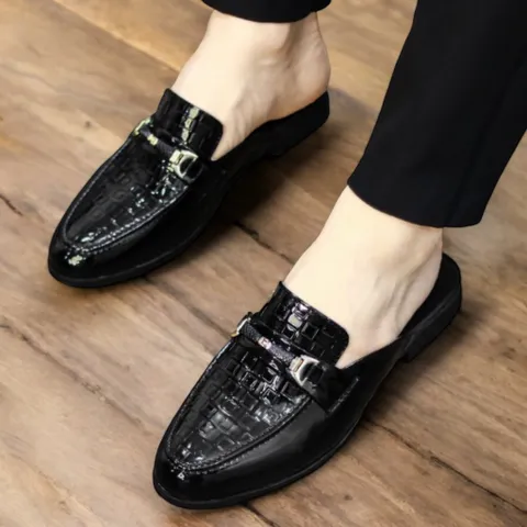 Giày Xục Nam Cao Cấp Mẫu Caro - Giày Sục Nam Đế Cao 3cm Chống Trượt Siêu Mềm - Sục Lười Nam Da PU Mẫu Đẹp RUNO G16