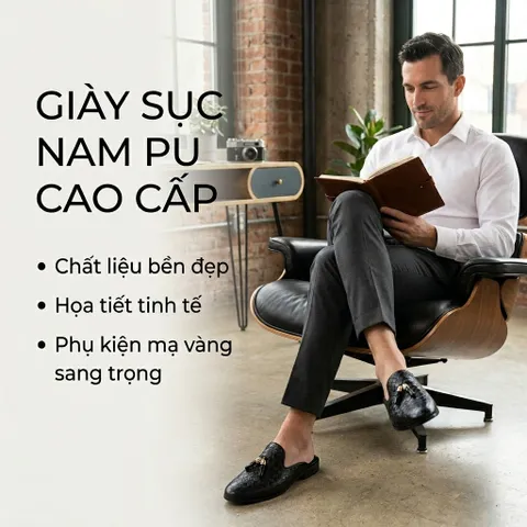 Giày Sục Nam Cao Cấp Da PU Nhập Khẩu - Giầy Sục Nam Đế Cao Đúc Chống Trượt Chụp Kỉ Yếu Thời Trang Sang Trọng RUNO G2