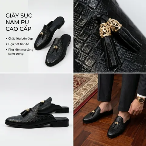 Giày Sục Nam Cao Cấp Da PU Nhập Khẩu - Giầy Sục Nam Đế Cao Đúc Chống Trượt Chụp Kỉ Yếu Thời Trang Sang Trọng RUNO G2