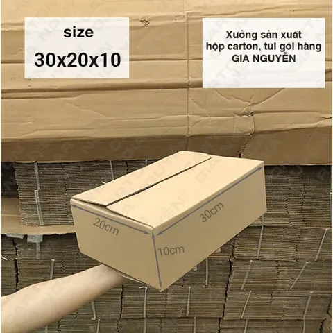 Hộp carton đóng hàng 30x20x10 đựng giày cứng bảo quản giầy trong quá trình vận chuyển, hộp giấy gói hàng đồ RUNO