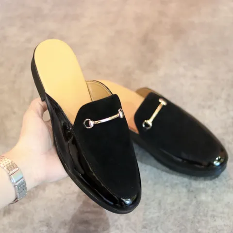 Giày Sục Đế Cao Nam - Sục Da Nam Cao Cấp Phối Nỉ Nhung Mềm Mại - Giày Lười Sục Nam Khóa Mạ Vàng Chống Gỉ Đẹp RUNO G5