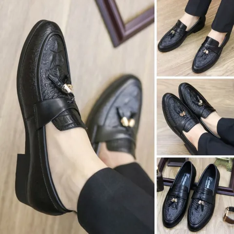 Giày Đế Cao Nam 3cm Vân Cá Sấu Mạnh Mẽ Giày Âu Nam Không Dây Lịch Lãm Giày Tây Nam Công Sở Đế Khâu Bền RUNO G12