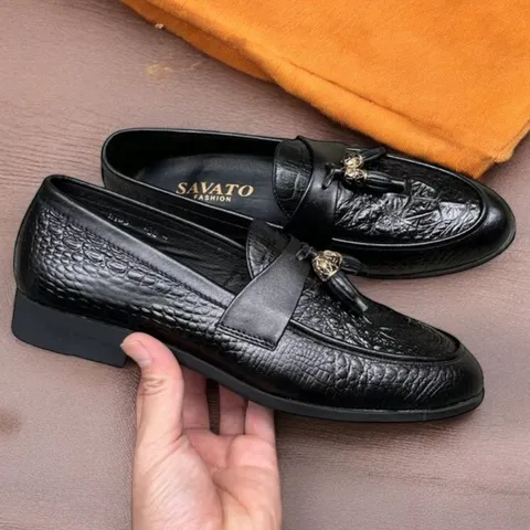 Giày Đế Cao Nam 3cm Vân Cá Sấu Mạnh Mẽ Giày Âu Nam Không Dây Lịch Lãm Giày Tây Nam Công Sở Đế Khâu Bền RUNO G12