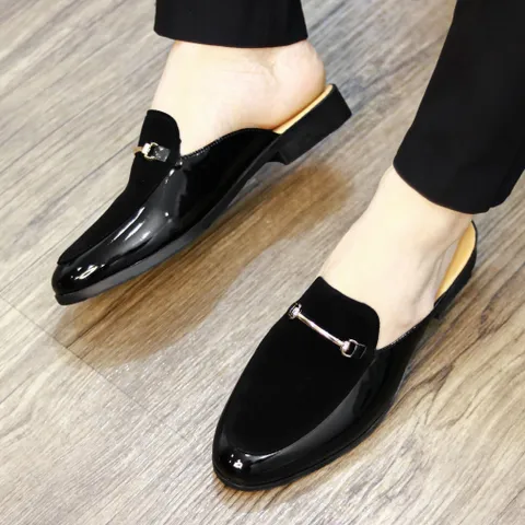 Giày Sục Đế Cao Nam - Sục Da Nam Cao Cấp Phối Nỉ Nhung Mềm Mại - Giày Lười Sục Nam Khóa Mạ Vàng Chống Gỉ Đẹp RUNO G5