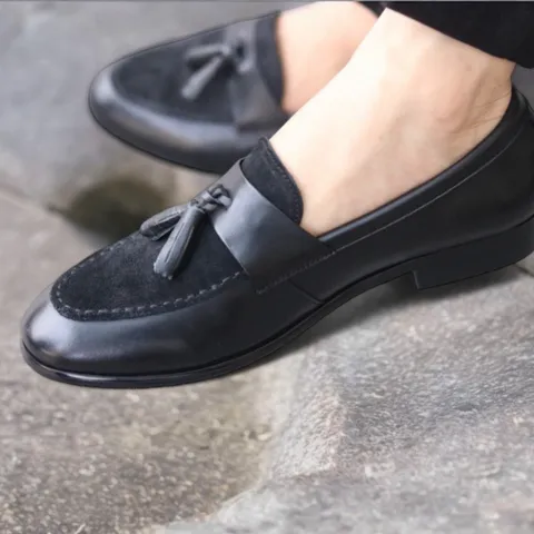 Giày Âu Nam Đi Làm Đẹp Đế Khâu Siêu Bền Tăng Chiều Cao 3cm Giày Tây Nam Công Sở Da Mờ Phối Nhung Trẻ Trung Rẻ RUNO G4