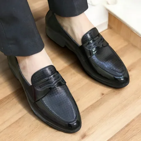 Giày Tây Nam Không Dây Da Bóng Phối Đai Cánh Én Đẹp Giày Âu Nam Chụp Kỷ Yếu Loafer Lịch Lãm Công Sở Đế Khâu Bền RUNO G23