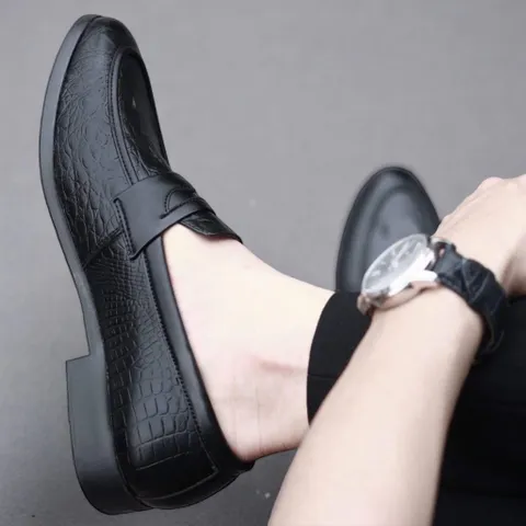 Giày Tây Nam Công Sở Vân Cá Sấu Đẳng Cấp Giày Âu Nam Không Dây Đế Khâu Siêu Bền Lịch Lãm Giày Nam Đẹp Rẻ RUNO G10