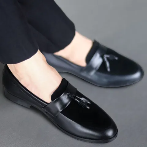 Giày Tây Đen Nam Đế Khâu Chắc Chắn Giày Âu Nam Cao Cấp Giá Tại Xưởng Giày Tây Nam Công Sở Da Mờ Phối Nhung Đẹp RUNO G4