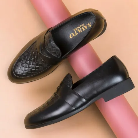 Giày Âu Nam Loafer Vân Caro Đen Cao Cấp Giày Tây Nam Chụp Kỷ Yếu Da Mềm Êm Chân Công Sở Đế Khâu Bền Đẹp Rẻ RUNO G24