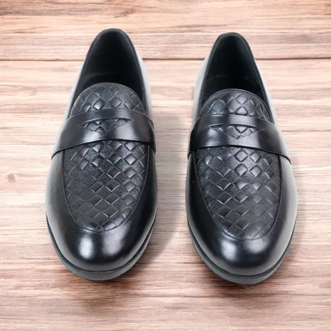 Giày Âu Nam Loafer Vân Caro Đen Cao Cấp Giày Tây Nam Chụp Kỷ Yếu Da Mềm Êm Chân Công Sở Đế Khâu Bền Đẹp Rẻ RUNO G24