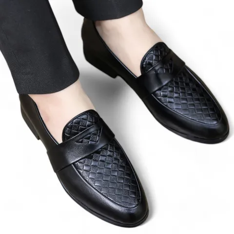 Giày Tây Nam Vân Caro Dập Nổi Đẹp Giày Âu Nam Chụp Kỷ Yếu Loafer Lịch Lãm Công Sở Đế Khâu Chắc Chắn Bền Đẹp RUNO G24
