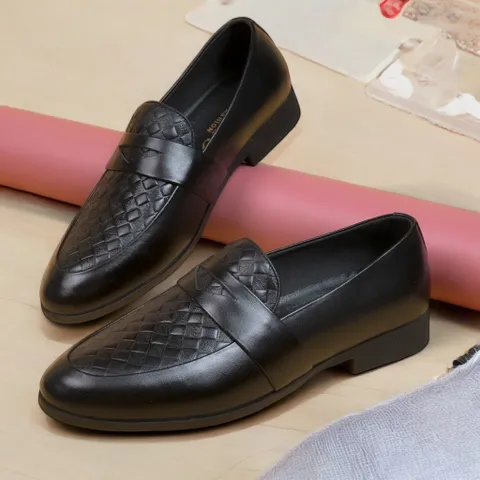 Giày Tây Nam Vân Caro Dập Nổi Đẹp Giày Âu Nam Chụp Kỷ Yếu Loafer Lịch Lãm Công Sở Đế Khâu Chắc Chắn Bền Đẹp RUNO G24