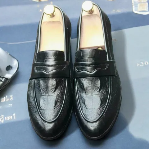 Giày Moca Nam Vân Cá Sấu Độc Lạ Giày Âu Nam Không Dây Lịch Lãm Giày Tây Nam Công Sở Đế Khâu Bền Đẹp Giá Rẻ RUNO G10