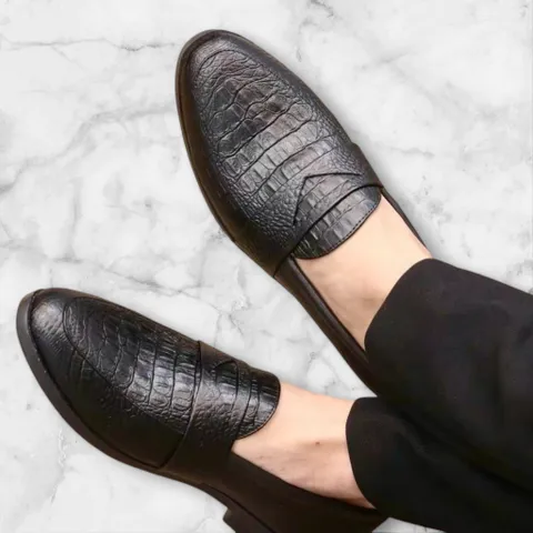 Giày Thời Trang Nam Vân Cá Sấu Tối Giản Giày Âu Nam Slip-on Chụp Kỷ Yếu Lịch Lãm Công Sở Đế Khâu Bền Đẹp Giá Rẻ RUNO G21
