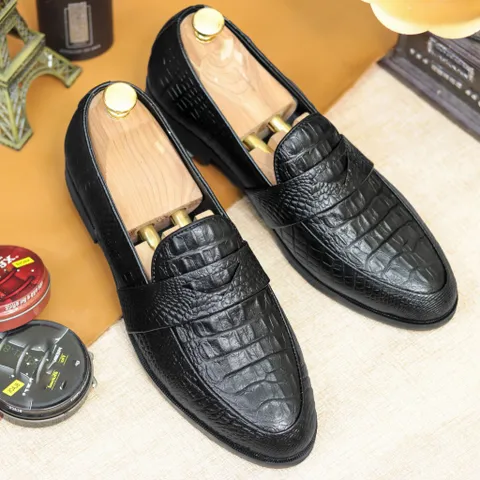 Giày Thời Trang Nam Vân Cá Sấu Tối Giản Giày Âu Nam Slip-on Chụp Kỷ Yếu Lịch Lãm Công Sở Đế Khâu Bền Đẹp Giá Rẻ RUNO G21