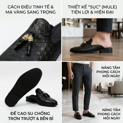 Sục Nam Da Bò Cao Cấp - Giầy Sục Nam Công Sở Đế Cao Su Đúc Chống Trượt Mềm Êm Chất Lượng Kiểu Dáng Đẹp RUNO G2