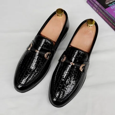 Giày Lười Nam Loafer Da PU Bóng Giày Tây Nam Trẻ Trung Giày Nam Đẹp Công Sở Khâu Đế Bền Rẻ Giay Nam Mới RUNO G35