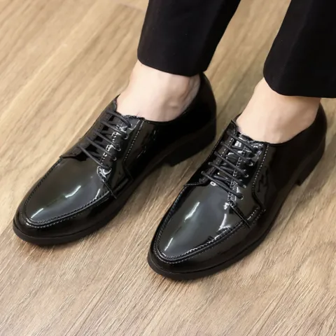 Giày Âu Nam Chụp Kỷ Yếu Đen Bóng Giày Tây Nam Có Dây Lịch Lãm Công Sở Đế Khâu Siêu Bền Đẹp Rẻ Mới Nhất Năm RUNO G19