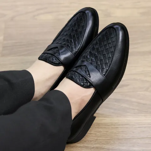 Giày Moca Nam Vân Caro Trẻ Trung Mới Giày Âu Nam Chụp Kỷ Yếu Lịch Lãm Công Sở Loafer Đế Khâu Bền Rẻ Đẹp Mới RUNO G24
