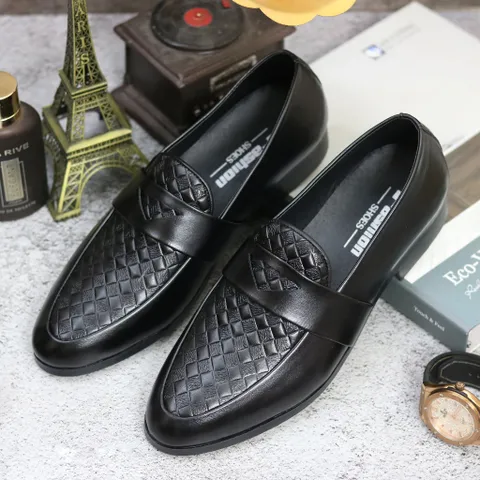 Giày Moca Nam Vân Caro Trẻ Trung Mới Giày Âu Nam Chụp Kỷ Yếu Lịch Lãm Công Sở Loafer Đế Khâu Bền Rẻ Đẹp Mới RUNO G24