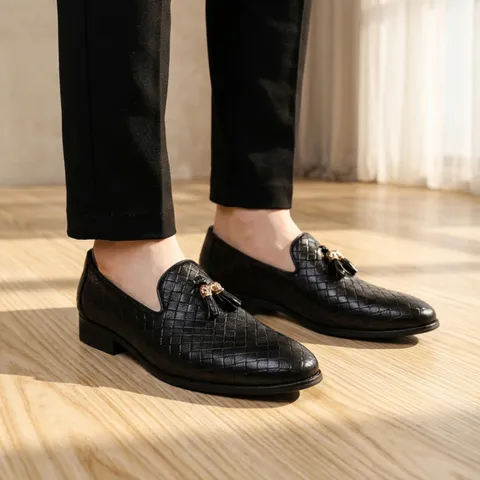 Giày Lười Da Nam Cao Cấp - Giày Da Nam Trẻ Trung Họa Tiết Vân Đan Độc Đáo Mới Nhất Form Ôm Chân Êm Ái Đẹp RUNO G1
