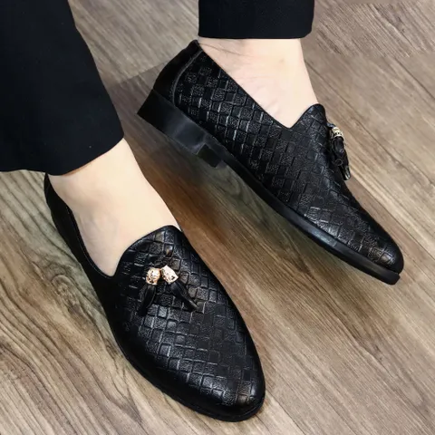 Giày Lười Da Nam Cao Cấp - Giày Da Nam Trẻ Trung Họa Tiết Vân Đan Độc Đáo Mới Nhất Form Ôm Chân Êm Ái Đẹp RUNO G1
