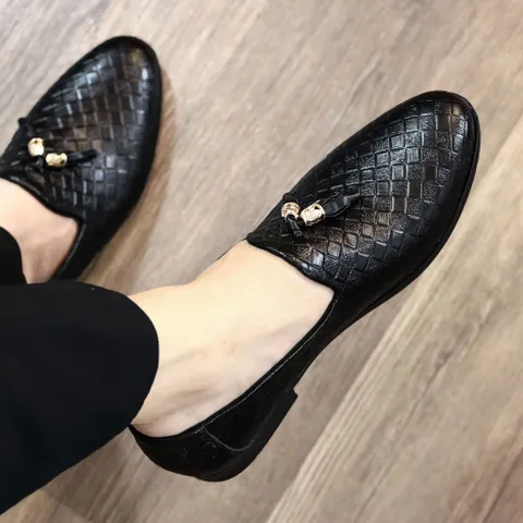 Giày Lười Da Nam Cao Cấp - Giày Da Nam Trẻ Trung Họa Tiết Vân Đan Độc Đáo Mới Nhất Form Ôm Chân Êm Ái Đẹp RUNO G1